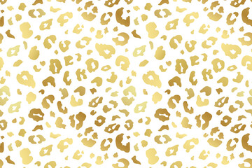 Vector Trendy abstract gold leopard background. Wild animal cheetah skin metallic golden texture on white background for fashion print design, wallpaper © Ketmut