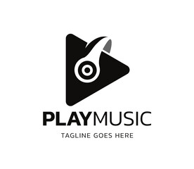 play music logo design illustration