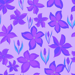seamless pattern of flower buds and sprigs of lavender with leaves. Botanical illustration for fabrics, textiles, wallpaper, paper, invitations, cards, backgrounds. Hand drawing