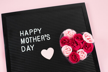 Black letterboard with white plastic letters with quote Happy Mothers day