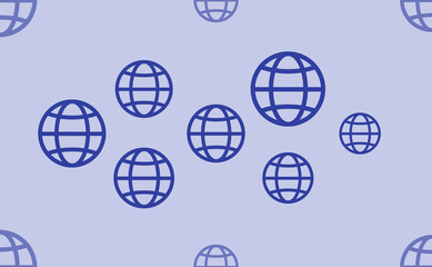Seamless pattern of large isolated blue web symbols. The pattern is divided by a line of elements of lighter tones. Vector illustration on light blue background