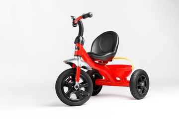 kids tricycle red bike on white background