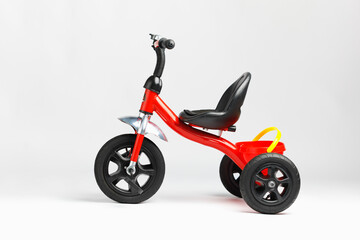 kids tricycle red bike on white background