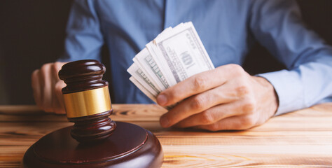 Hammer and money in court.