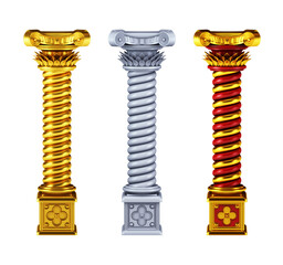 greek columns  isolated on white