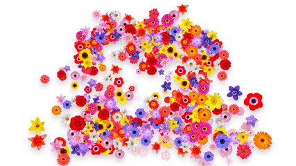 Colorful Sparkling Flowers 3D illustration.