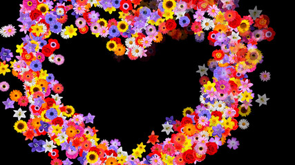 Colorful Sparkling Flowers 3D illustration.