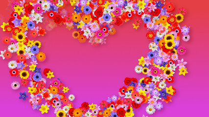 Colorful Sparkling Flowers 3D illustration.