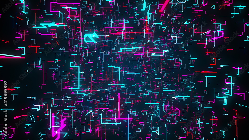 Poster corner lines, computer generated. 3d rendering abstract digital backdrop