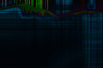 dark abstract digital background: damaged screen matrix with interference of monitor and camera matrices