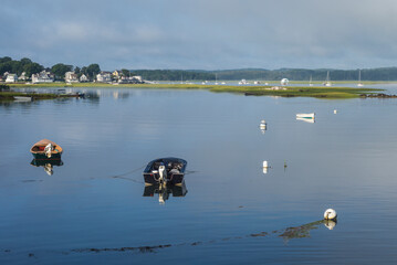 USA, Massachusetts, Cape Ann, Gloucester. Boats in Annisquam Harbor