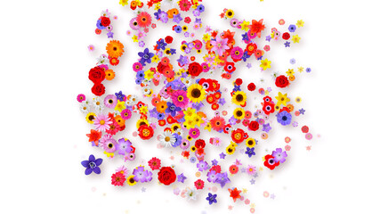 Colorful Sparkling Flowers 3D illustration.
