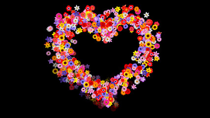 Colorful Sparkling Flowers 3D illustration.