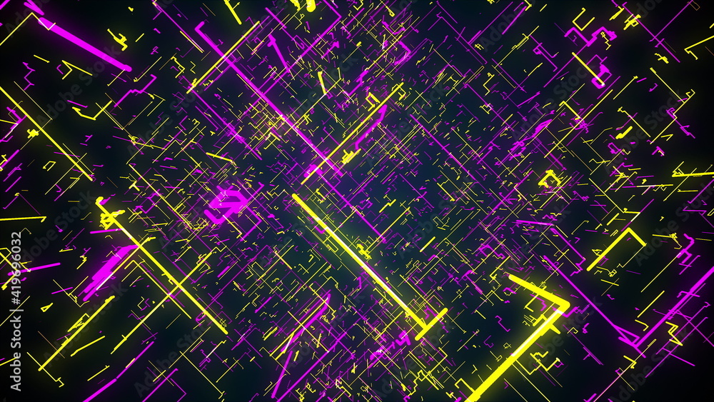 Poster corner lines, computer generated. 3d rendering abstract digital backdrop