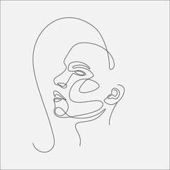Woman minimal hand-drawn illustration. One-Line style drawing. 