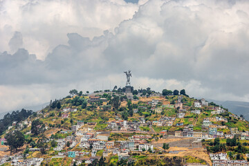 Virgin Mary de Quito Statue in Quito, Pichincha Province, Ecuador, visible from the downtown