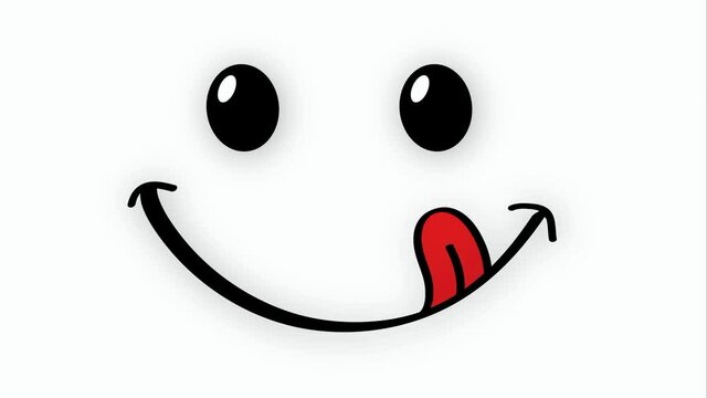 Yummy smile with tongue and wink, lick mouth World smile day or month Food  logo Smiling everyday Funny vector laugh cartoon sign Delicious, tasty eating emoji lip face Emotion lips symbol licking