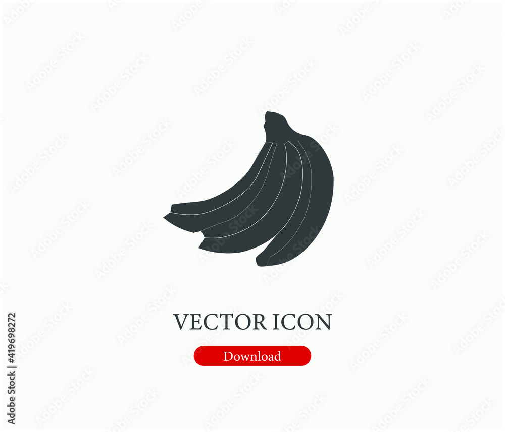 Poster banana vector icon. editable stroke. symbol in line art style for design, presentation, website or a