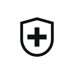 medical cross on shield icon