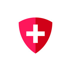 medical cross on shield icon