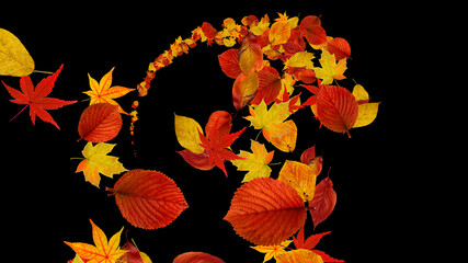 Colorful Sparkling Autumn Leave 3D illustrations.