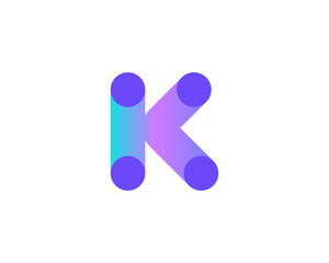 Abstract letter K logo icon design modern minimal style. Creative logo from gradient shapes and circles. Universal vector emblem sign symbol mark logotype.
