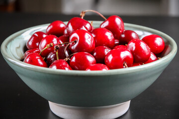 Fresh cherries in a bowl