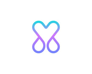 Abstract letter X modern logotype icon design concept. Creative minimalist gradient one line logo template isolated on white background. Vector illustration.