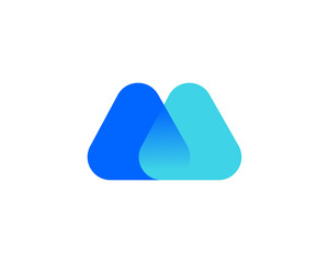 Abstract letter M modern logo icon design concept. Creative bright gradient symbol logotype isolated on white background. Vector illustration.