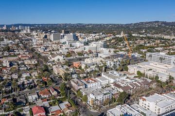 Aerial View Hollywood and Beverly Hills
