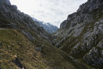Snowed mointains in Picos de Europa in winter 2020