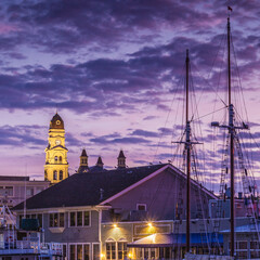 USA, Massachusetts, Cape Ann, Gloucester. Gloucester City Hall at dawn.