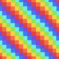 Hand drawn colorfull grid texture. Vector abstract rainbow. Design seamless pattern.