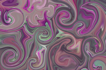 Ornamental background with abstract patterns of dominant pink and green colors.