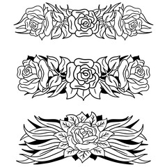 Beautiful flower banner. Flower sketch for tattoo.