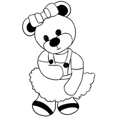 little girl bear with a bow in a dress