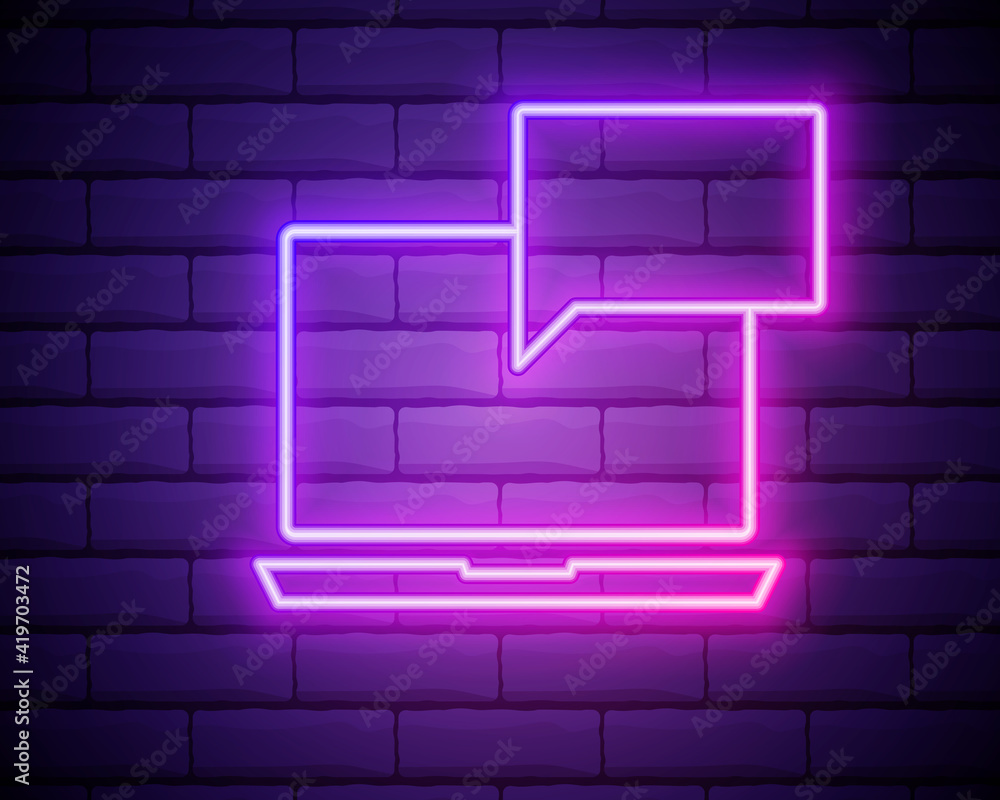Poster neon light. internet messages line icon. chat or conversation sign. computer communication symbol. g