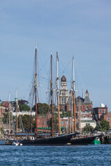 USA, Massachusetts, Cape Ann, Gloucester. Gloucester Schooner Festival, schooner parade of sail.