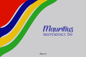 Mauritius independence day vector poster, banner, greeting card. Mauritian wavy flag in 12th of March national patriotic holiday horizontal design. T-shirt designed for youth generation. 