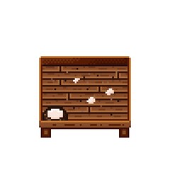 Fruit shop pixel art. Coconuts in a wooden crate. Coconut, food pixel art icon isolated on white background. Fruit stall. Showcase with Fruit waste. Vector illustration. Coconuts pixel art.