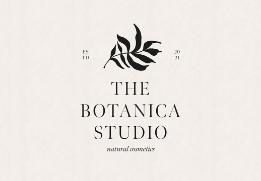 Modern Boho Logo Design with Leaf Motif