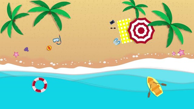 Top view beach background aerial view of summer.. Vector illustration.