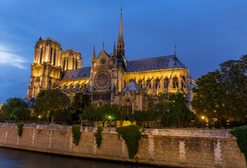 Notre Dame Cathedral in Paris at night