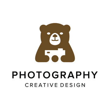 Bear with camera logo design