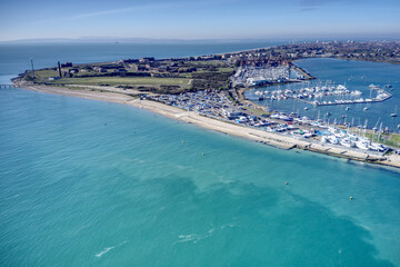 Aerial view of Southsea Lock Lake with Southsea Moorings and Marina in view and a boatyard on the...