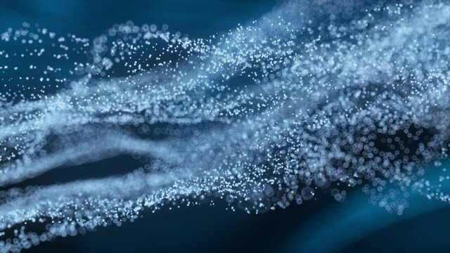 Abstract digital wave of particles and blue abstract background, cyber animation or technology background.