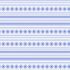 Light blue and blue with white and folk pattern with dots lines and colors