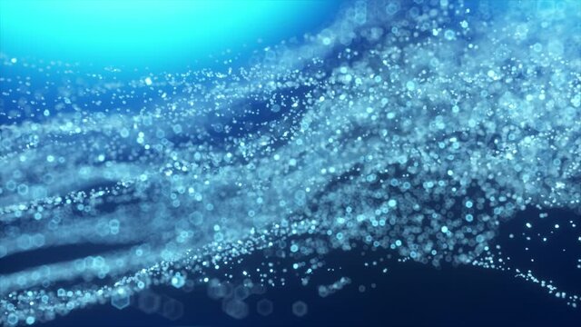Abstract digital wave of particles and blue abstract background, cyber animation or technology background.
