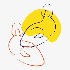 Vector image of ducklings in one line on a light background