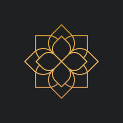 Fototapeta premium Golden linear floral ornament vector